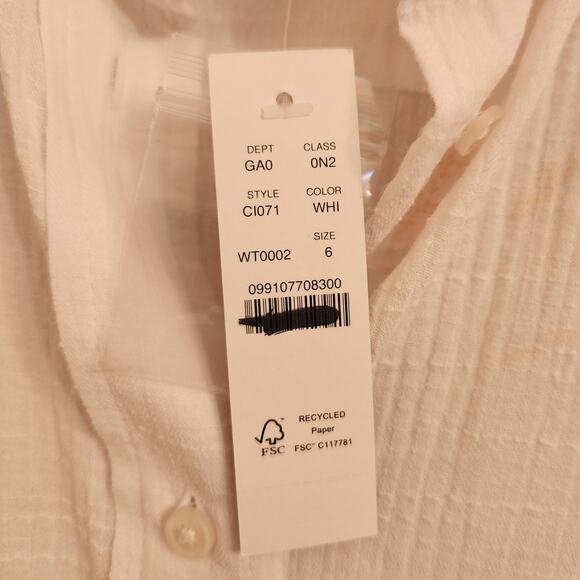 NWT J. Crew Slim-Fit Button-Up In Cotton Gauze White 6 *Flaw - Picture 10 of 12